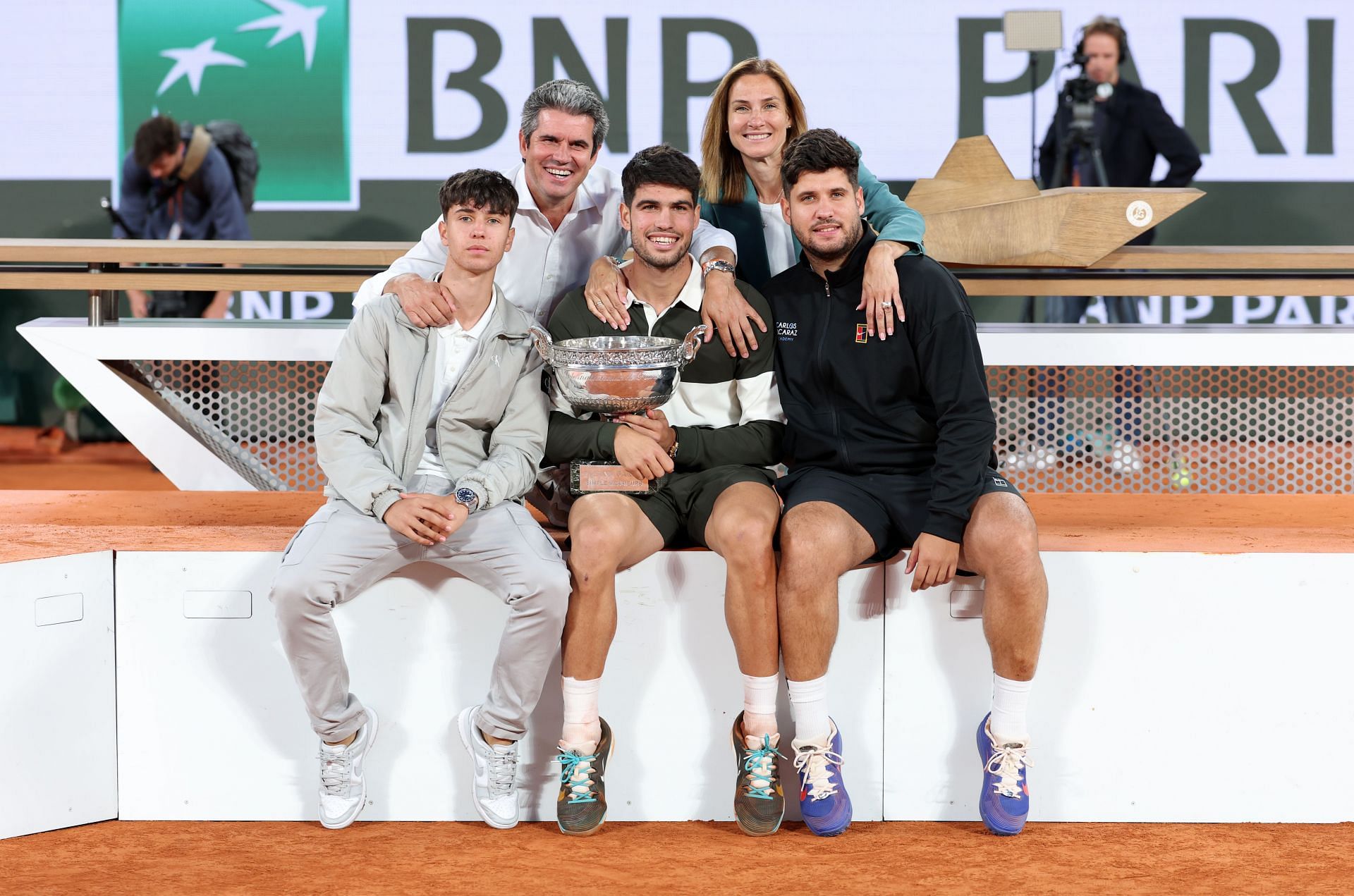 Carlos Alcaraz celebrates his French Open triumph with his family- Source: Getty